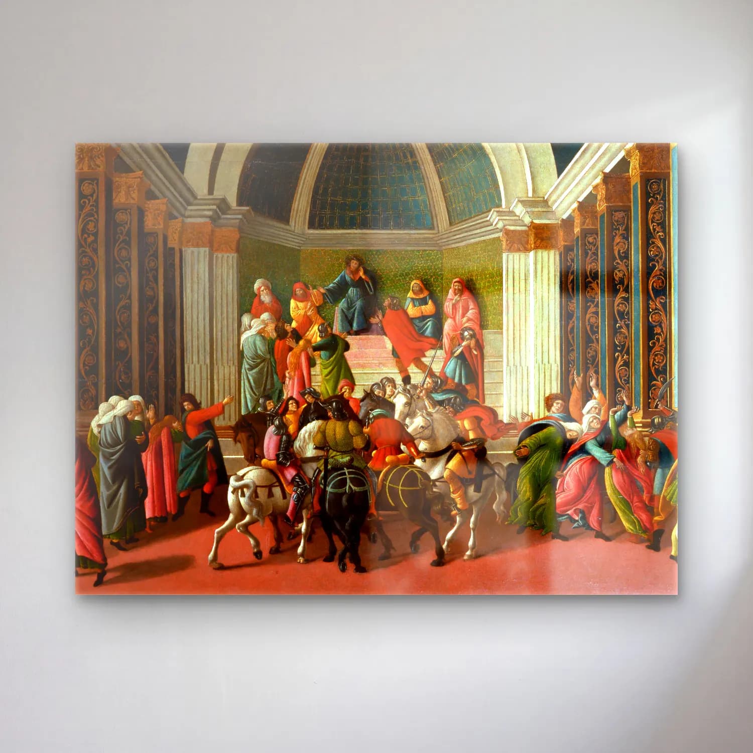 Sandro Botticelli – Dini Sahne – Yeşil Tonlar cam tablo — Sandro Botticelli – Dini Sahne – Yeşil Tonlar — yağlı boya dini sahne