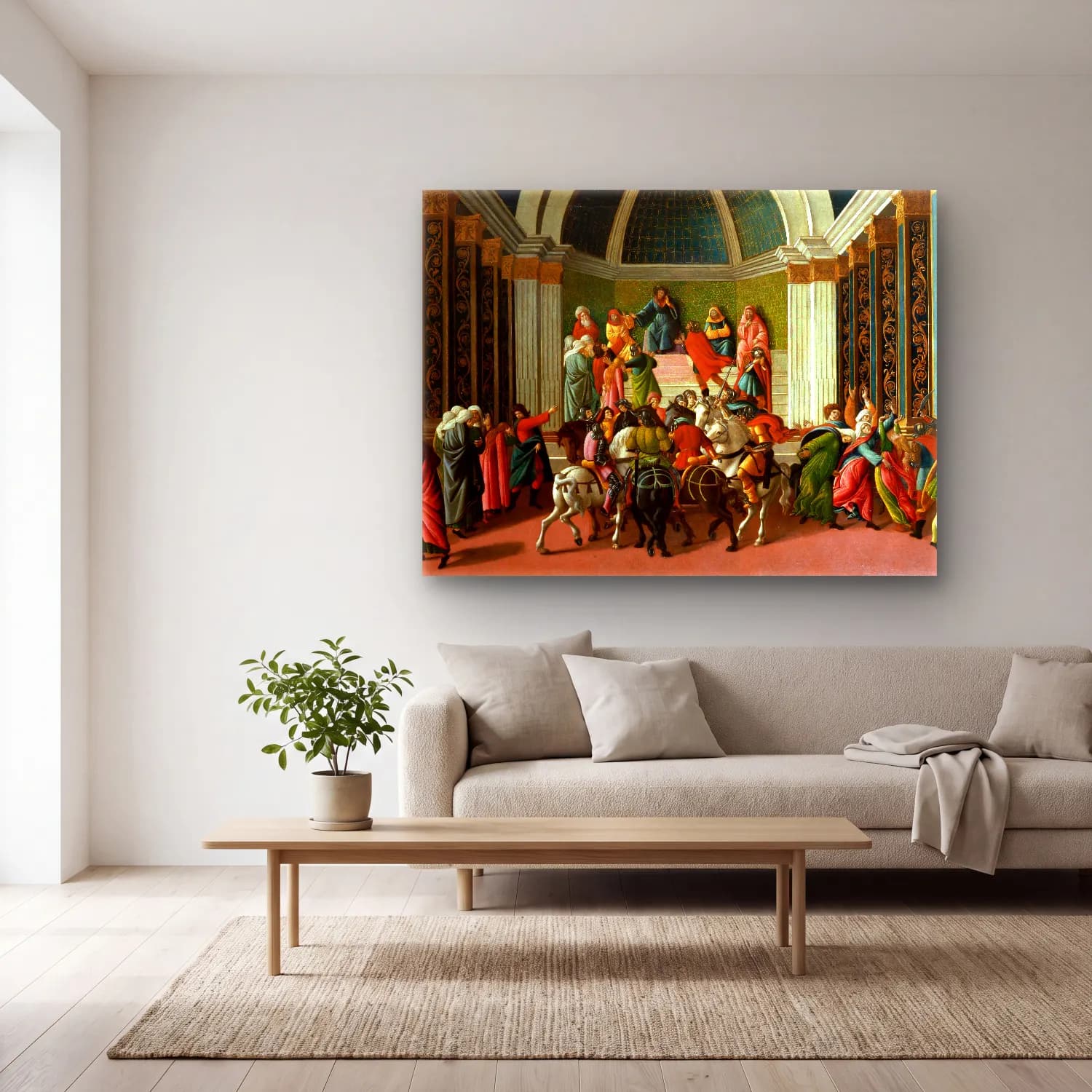 Sandro Botticelli – Dini Sahne – Yeşil Tonlar cam tablo — açık renk salonda