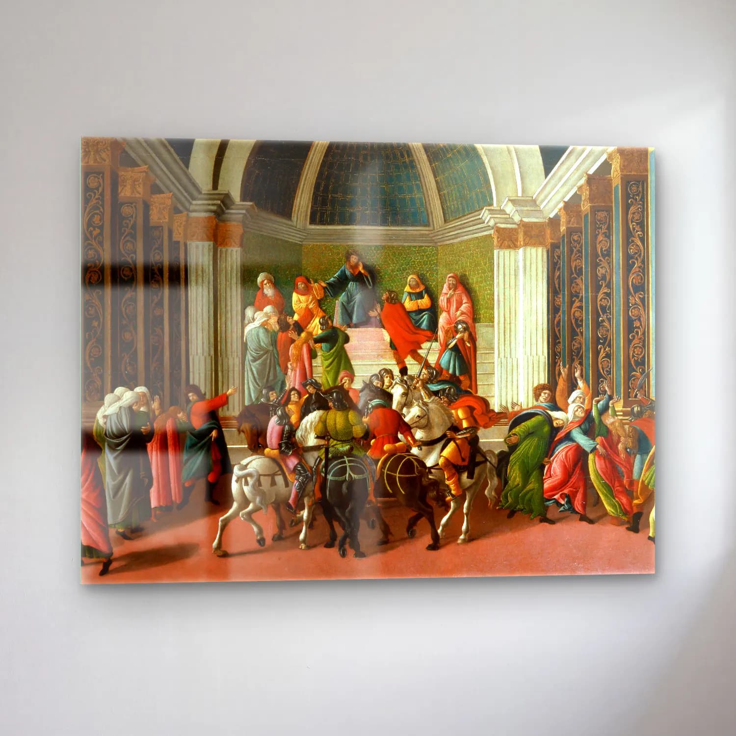 Sandro Botticelli – Dini Sahne – Yeşil Tonlar cam tablo — sol açıdan görünüm