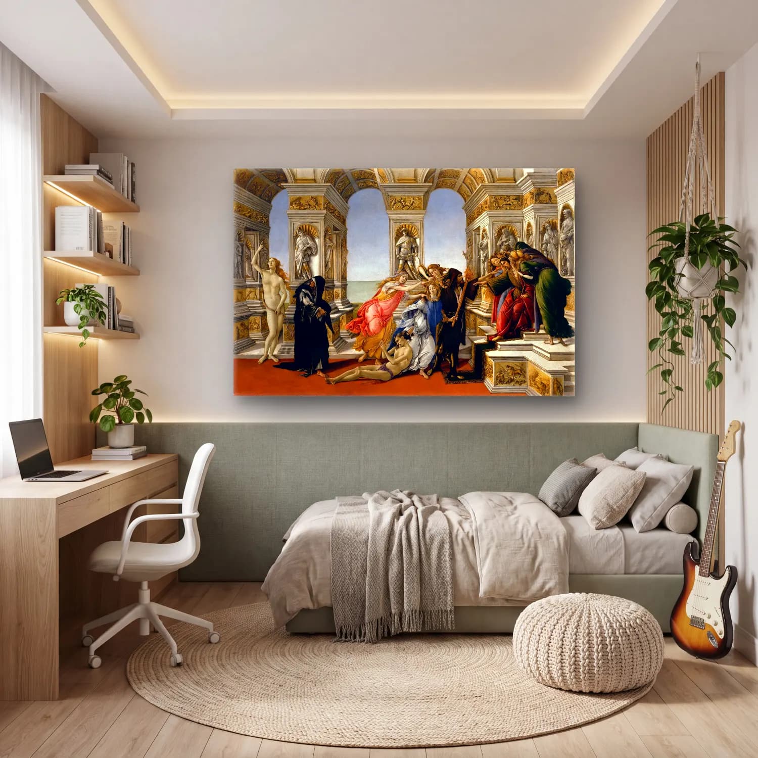 Sandro Botticelli – Dini Sahne – Siyah Beyaz Tonlar cam tablo — genç odasında
