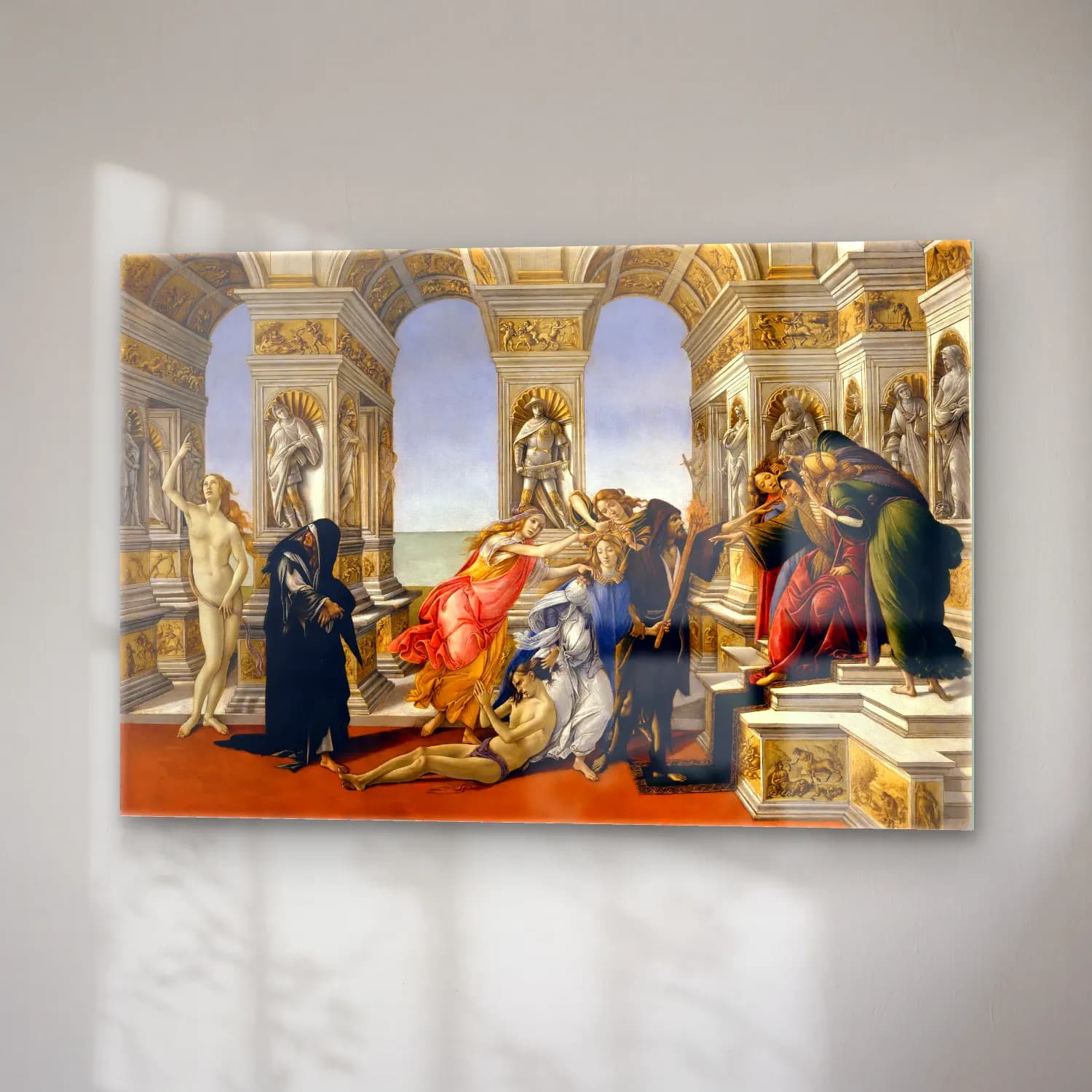 Sandro Botticelli – Dini Sahne – Siyah Beyaz Tonlar cam tablo — sağ açıdan görünüm