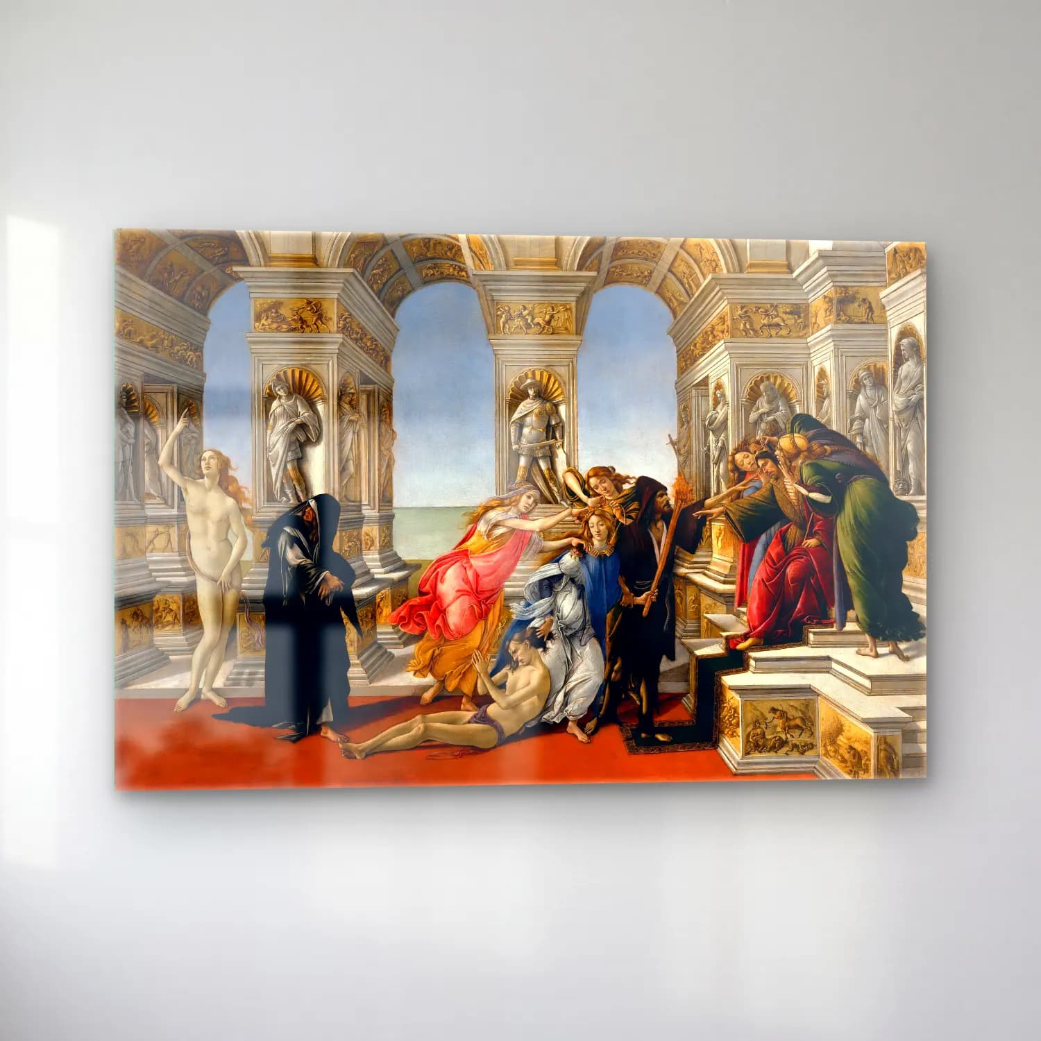 Sandro Botticelli – Dini Sahne – Siyah Beyaz Tonlar cam tablo — sol açıdan görünüm