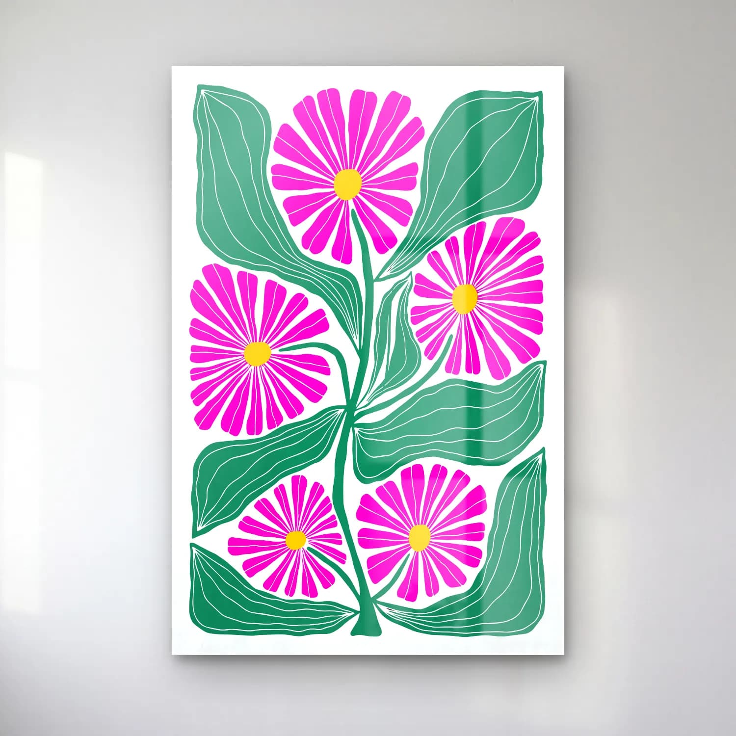 Retro Çiçek Deseni No. 4 cam tablo — Retro Çiçek Deseni No. 4 — retro çiçek deseni