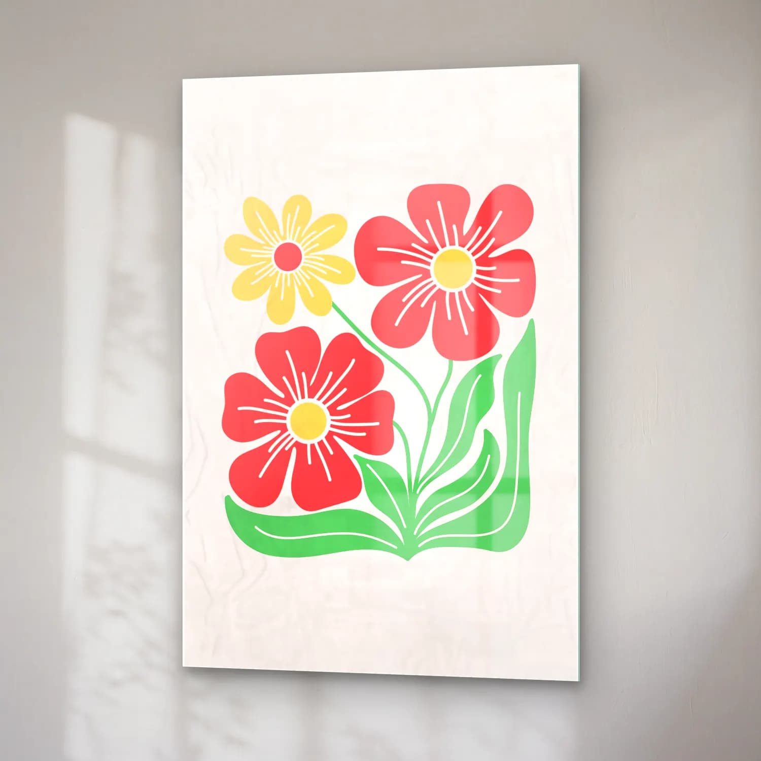 Pastel Çiçek Deseni No. 12 cam tablo — sağ açıdan görünüm