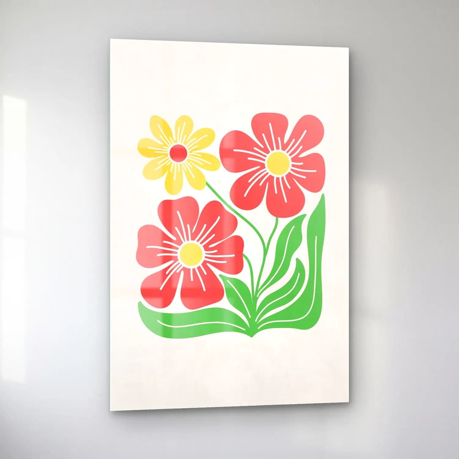 Pastel Çiçek Deseni No. 12 cam tablo — sol açıdan görünüm