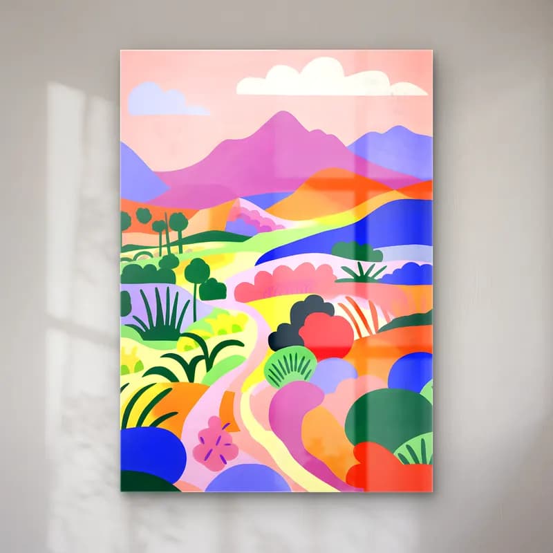 Maksimalist Soyut Manzara – Pembe Tonlar cam tablo — Maksimalist Soyut Manzara – Pembe Tonlar — maksimalist soyut manzara
