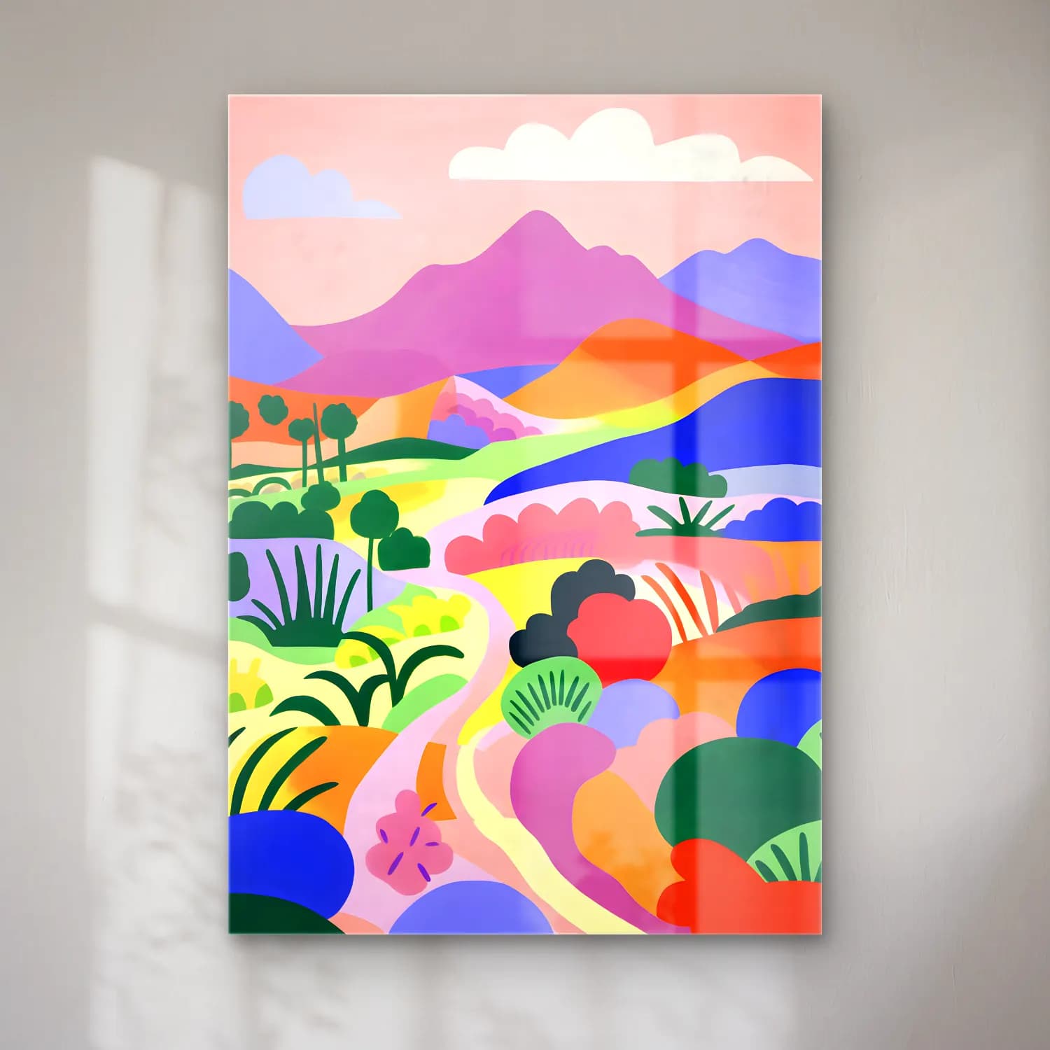 Maksimalist Soyut Manzara – Pembe Tonlar cam tablo — Maksimalist Soyut Manzara – Pembe Tonlar — maksimalist soyut manzara