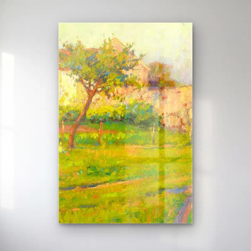 Robert William Vonnoh – Spring in France – Pastel Tonlar cam tablo — Robert William Vonnoh – Spring in France – Pastel Tonlar — empresyonist çiçek bahçesi