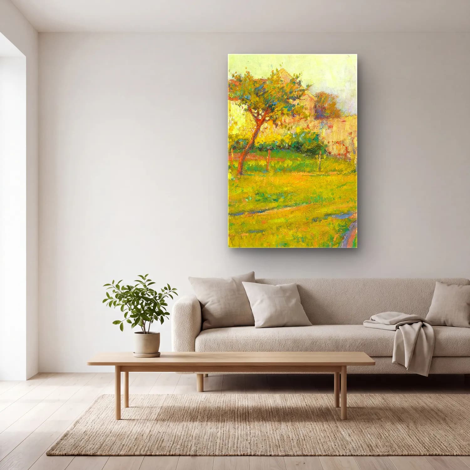 Robert William Vonnoh – Spring in France – Pastel Tonlar cam tablo — açık renk salonda
