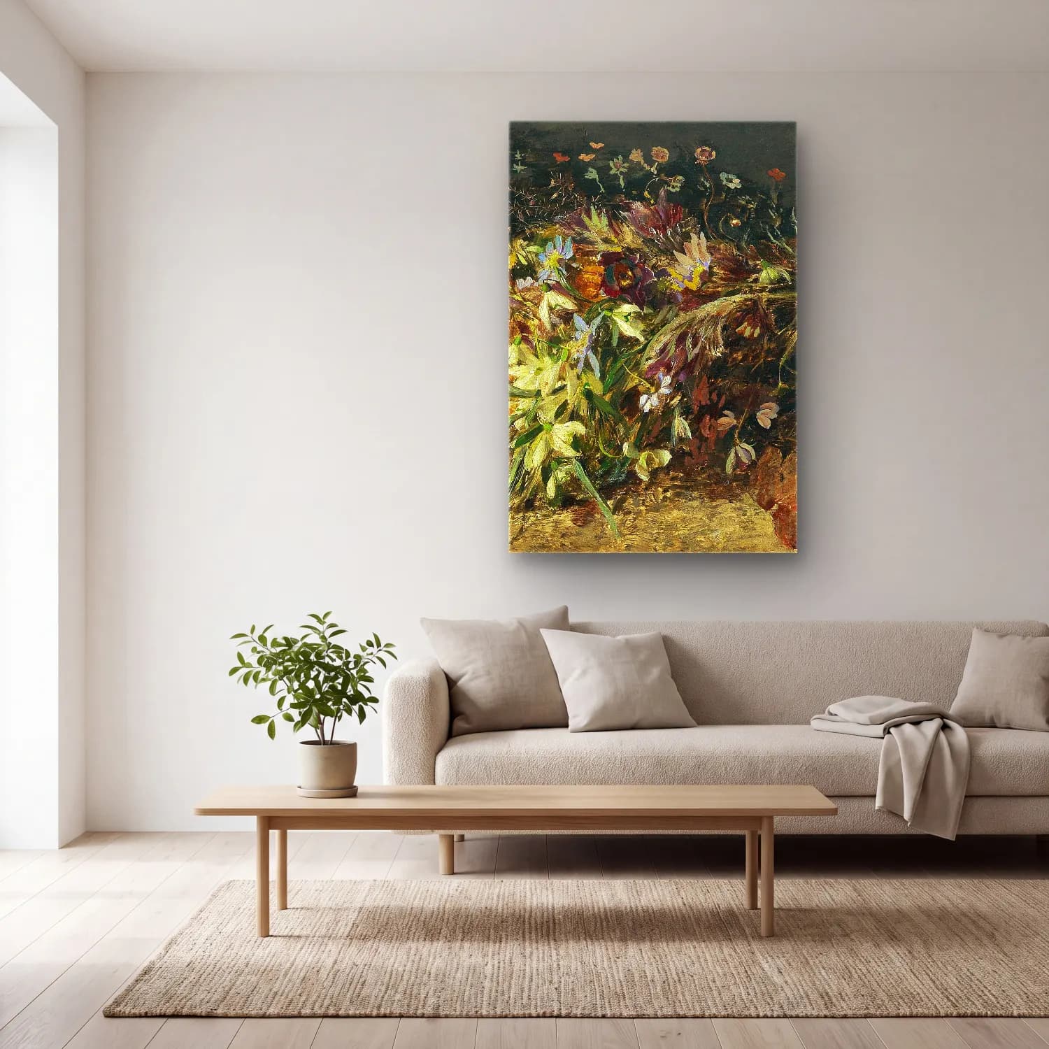 Olga Wisinger-Florian – A bouquet of spring flowers with snowdrops cam tablo — açık renk salonda