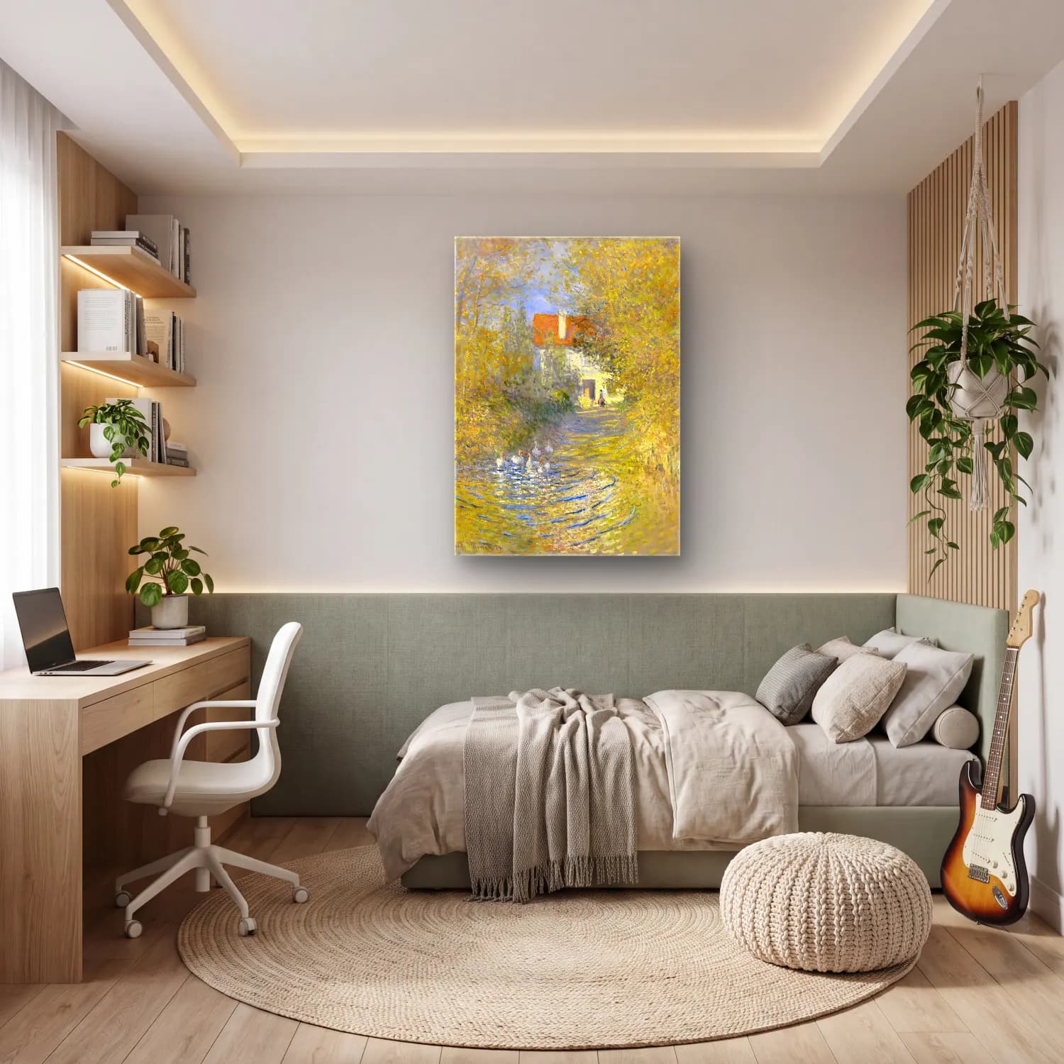 Empresyonist Ördekler – Pastel Tonlar cam tablo — genç odasında