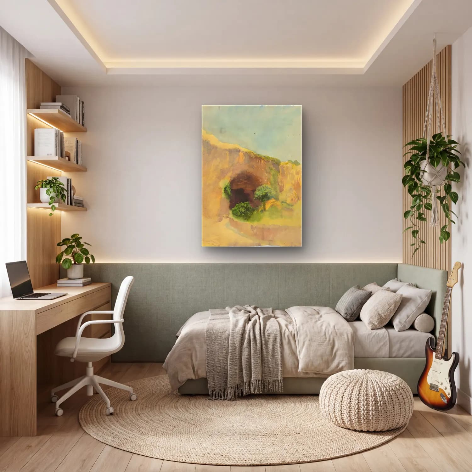 Suluboya Antik Kalıntılar – Pastel Tonlar cam tablo — genç odasında