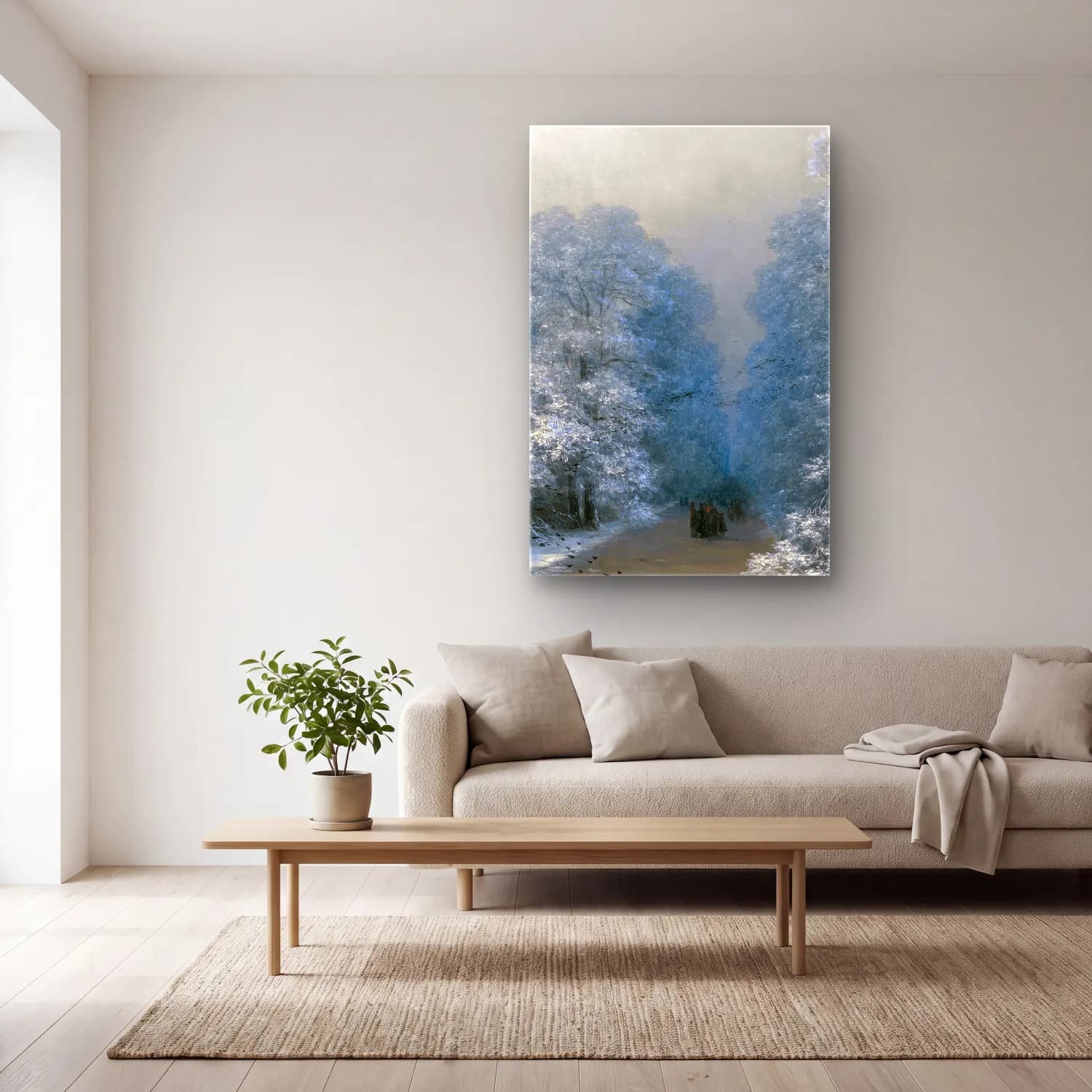 Konstantinovich Aivazovsky – Winter Landscape – Mavi Tonlar cam tablo — açık renk salonda