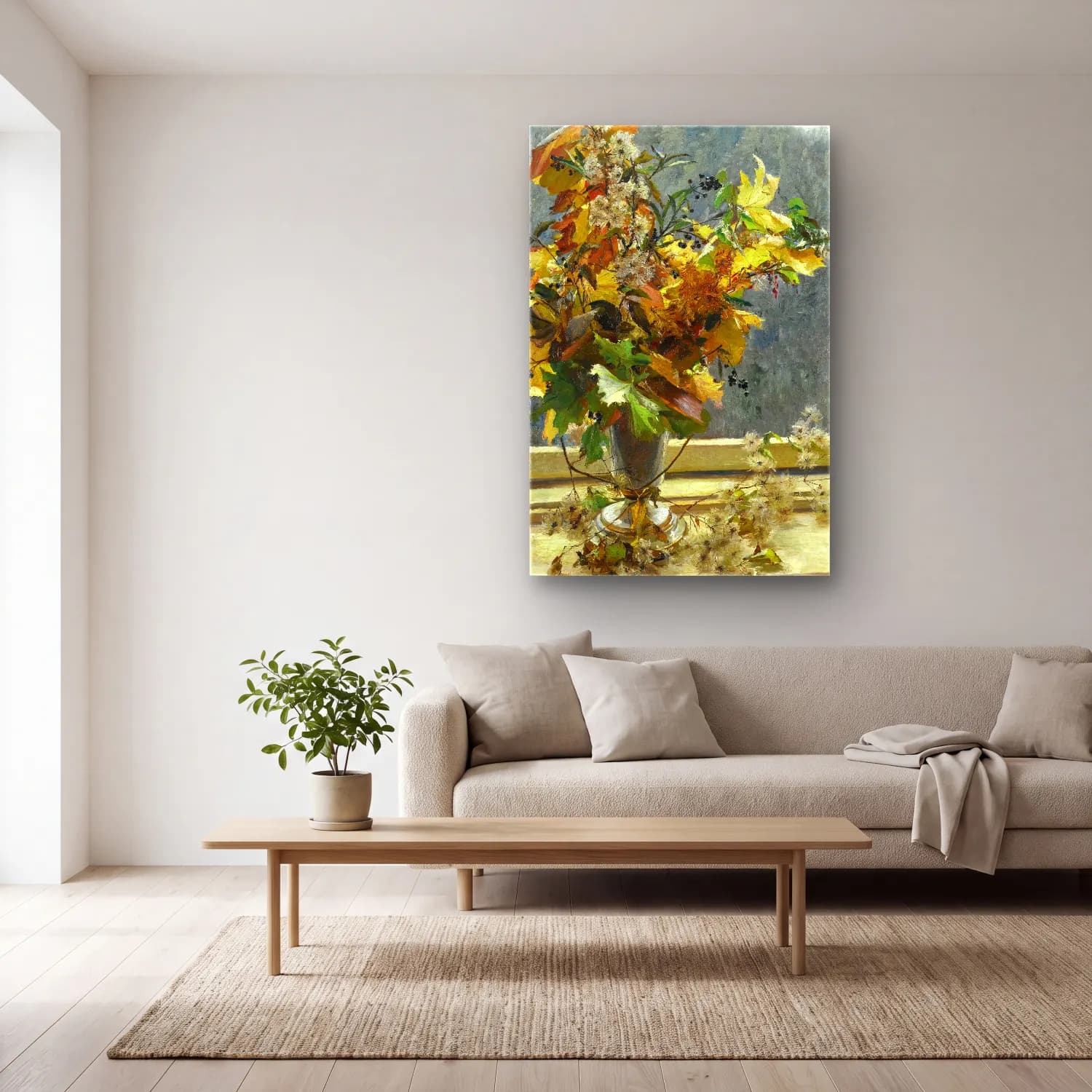 Olga Wisinger-Florian – Herbstlaub (Autumn Leaves) cam tablo — açık renk salonda