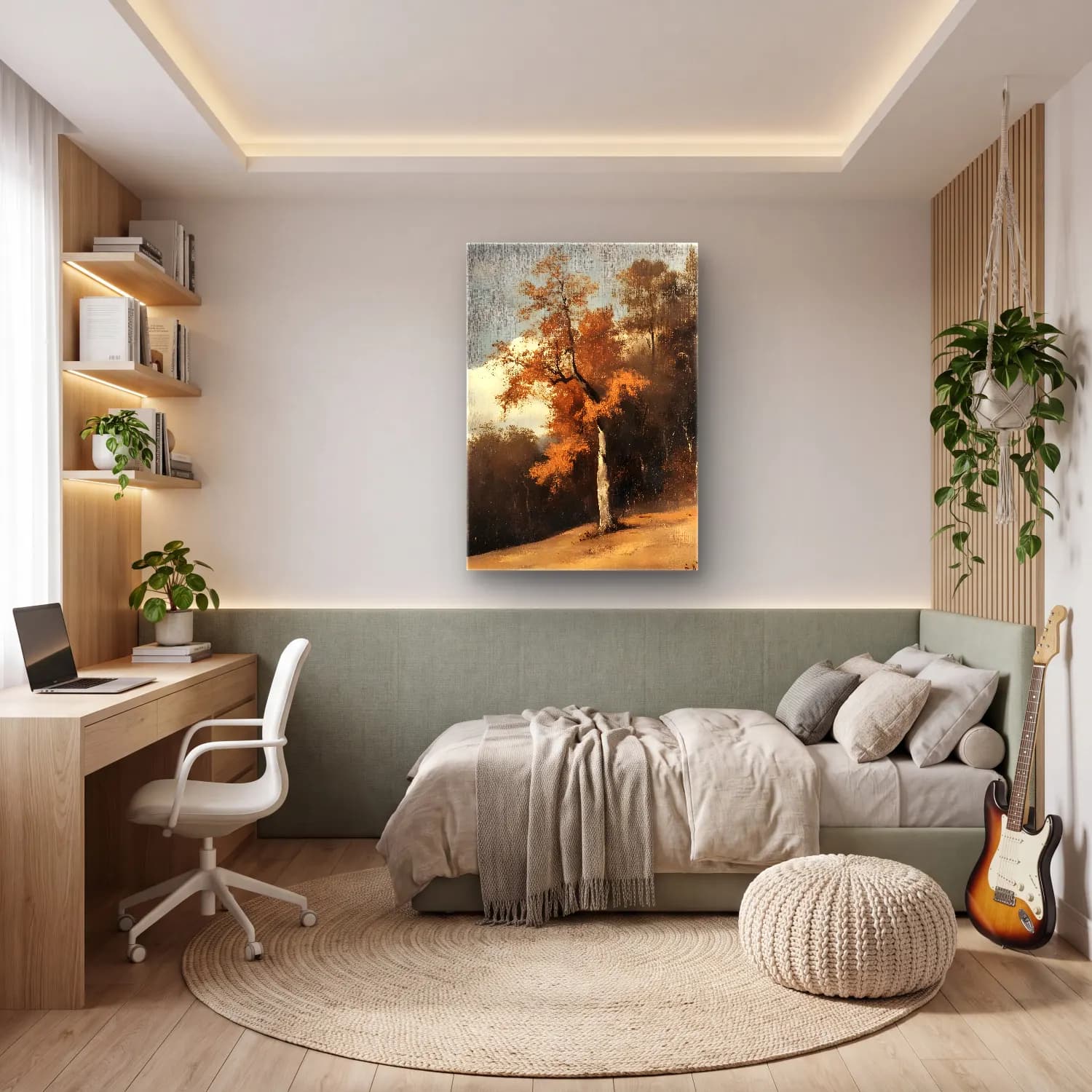 Yağlı Boya Sonbahar Ağaçları No. 7 cam tablo — genç odasında