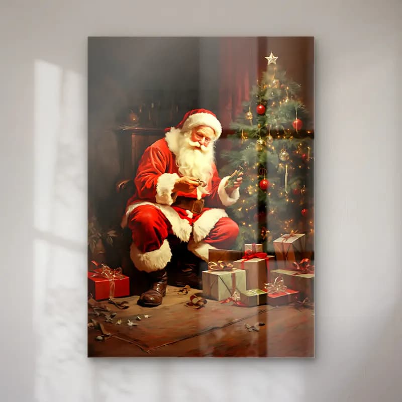 Yağlı Boya Noel Baba cam tablo — Yağlı Boya Noel Baba — yağlı boya noel baba