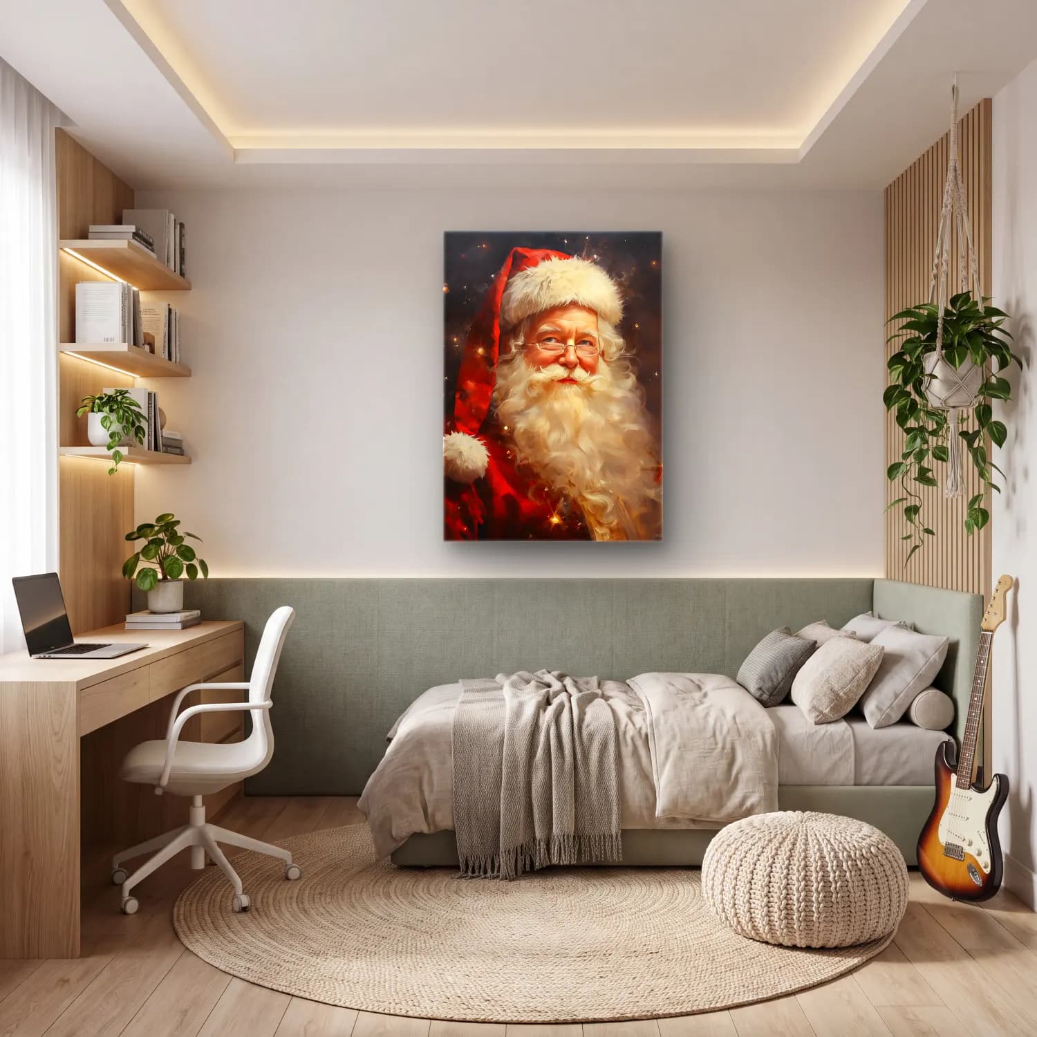 Yağlı Boya Noel Baba No. 4 cam tablo — genç odasında