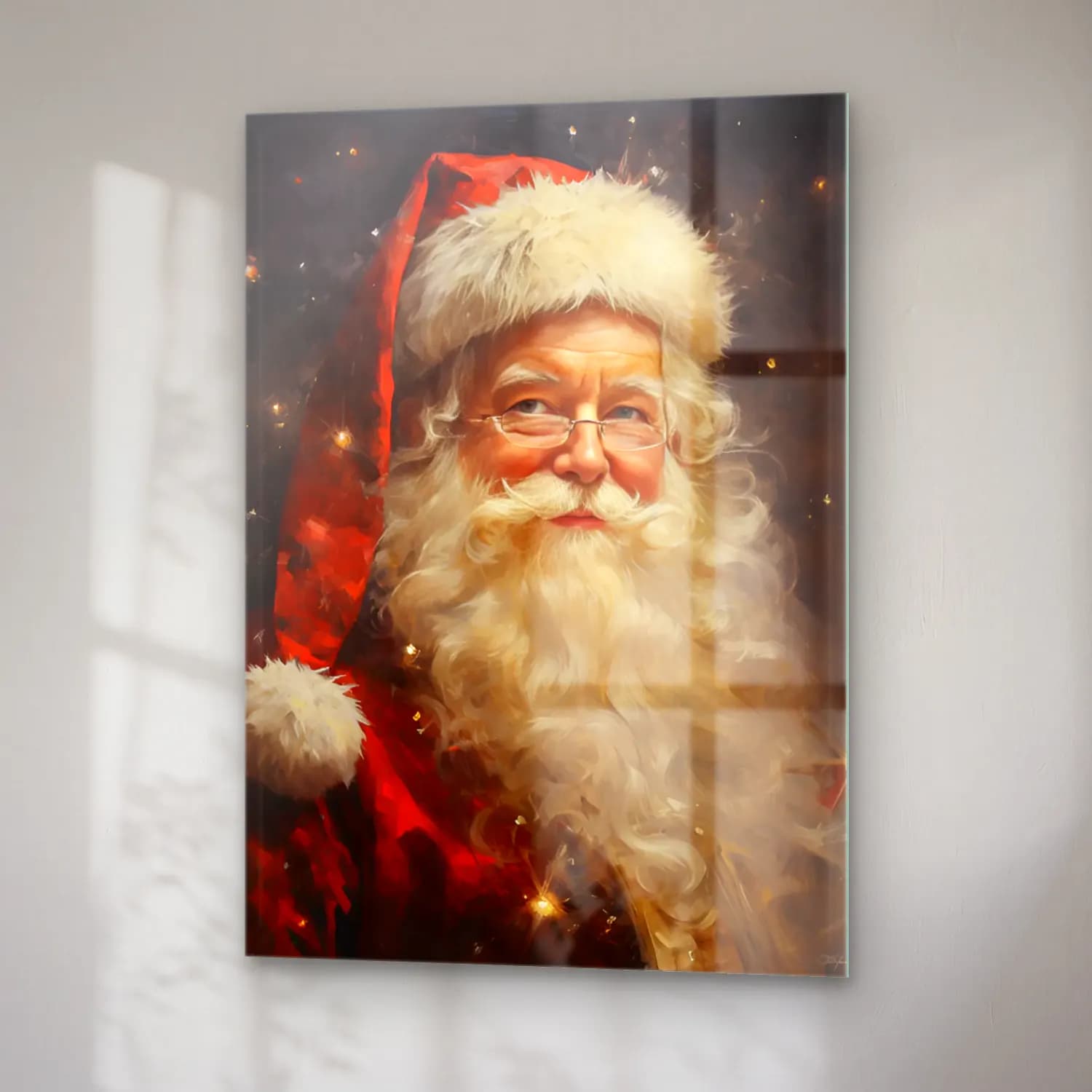 Yağlı Boya Noel Baba No. 4 cam tablo — sağ açıdan görünüm
