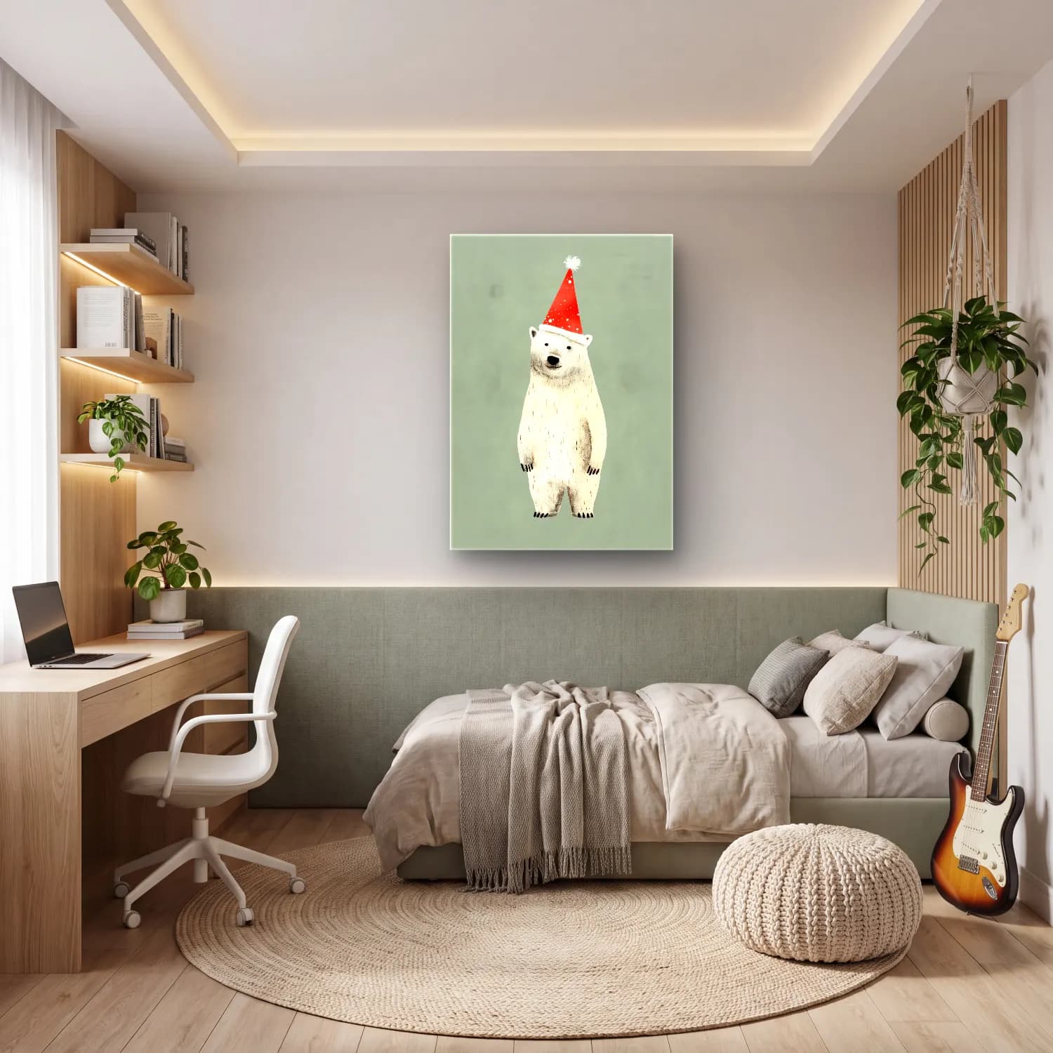 Sevimli İllüstrasyon Noel Baba No. 5 cam tablo — genç odasında