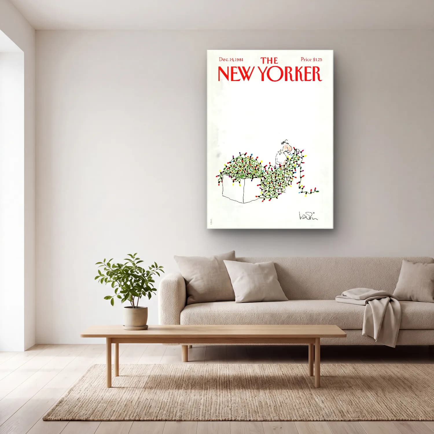 Vintage Poster Noel Baba – Yeşil Tonlar cam tablo — açık renk salonda