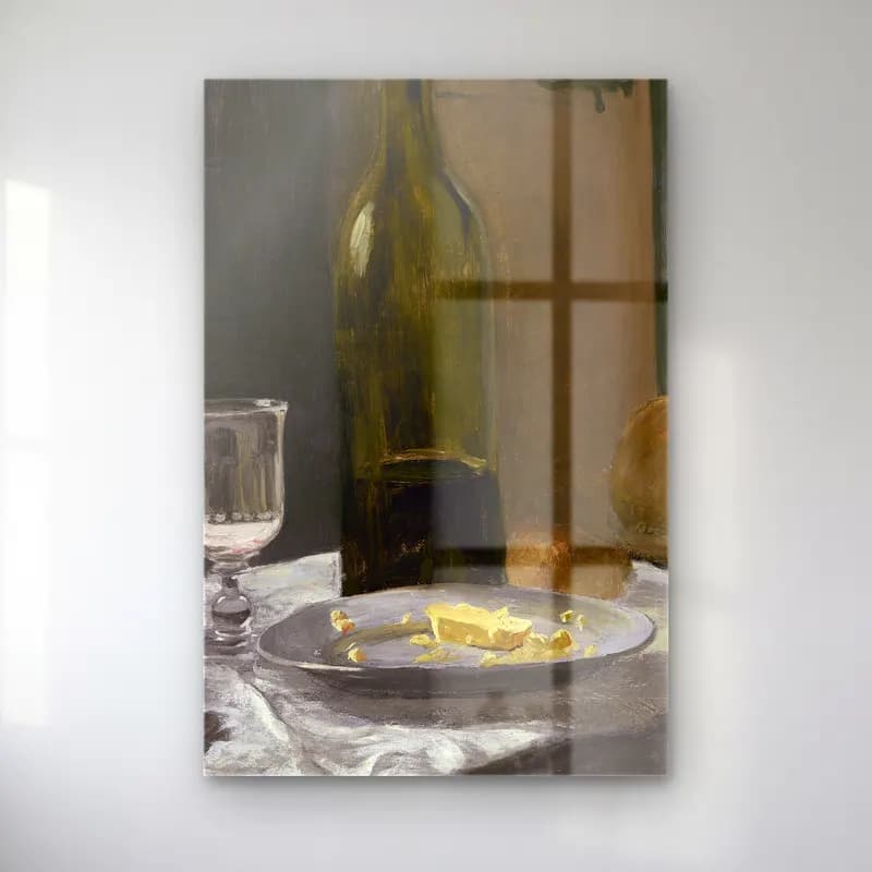 Claude Monet – Still Life with Bottle,Carafe Bread and Wine cam tablo — Claude Monet – Still Life with Bottle,Carafe Bread and Wine — empresyonist kadeh şarap