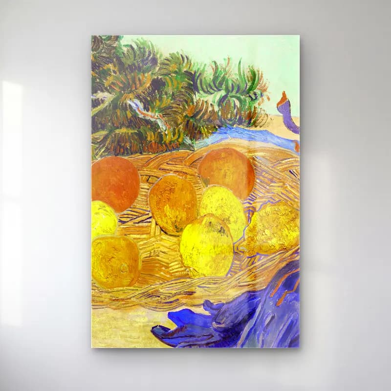 Vincent van Gogh – Still Life of Oranges and Lemons with Blue Gloves cam tablo — Vincent van Gogh – Still Life of Oranges and Lemons with Blue Gloves — empresyonist portakallar
