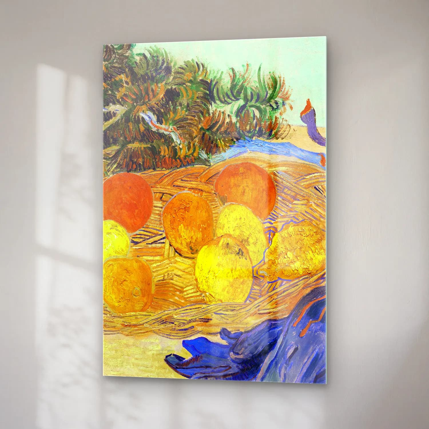 Vincent van Gogh – Still Life of Oranges and Lemons with Blue Gloves cam tablo — sağ açıdan görünüm