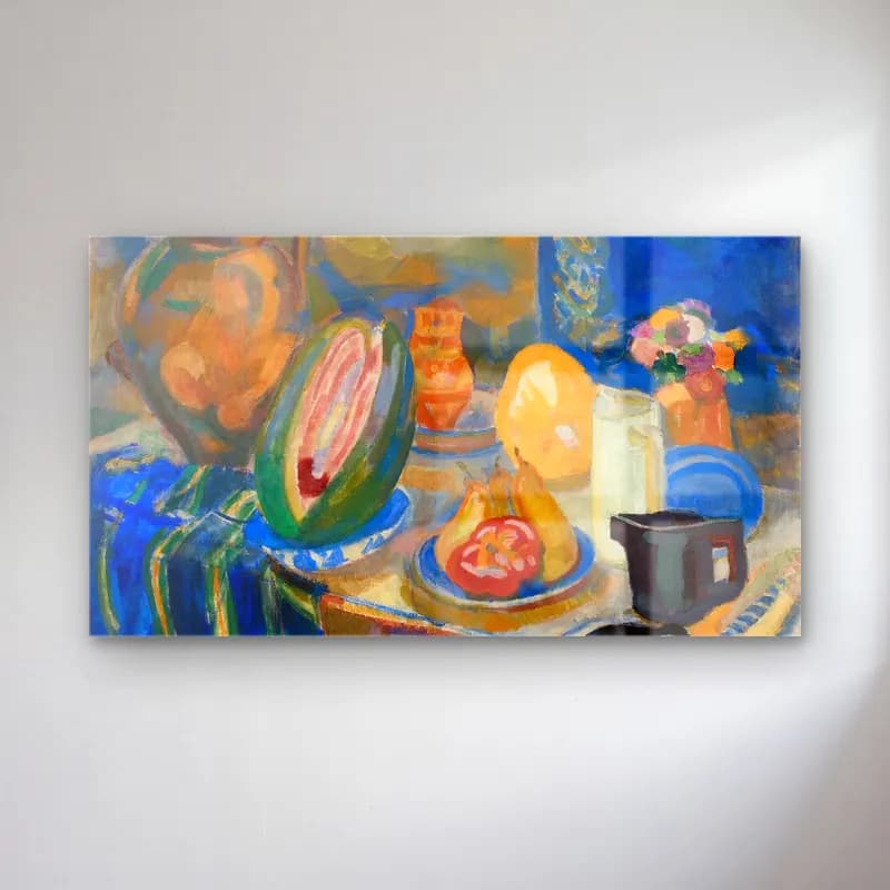 Robert Delaunay – Nature morte portugaise cam tablo — Robert Delaunay – Nature morte portugaise — empresyonist meyveli natürmort