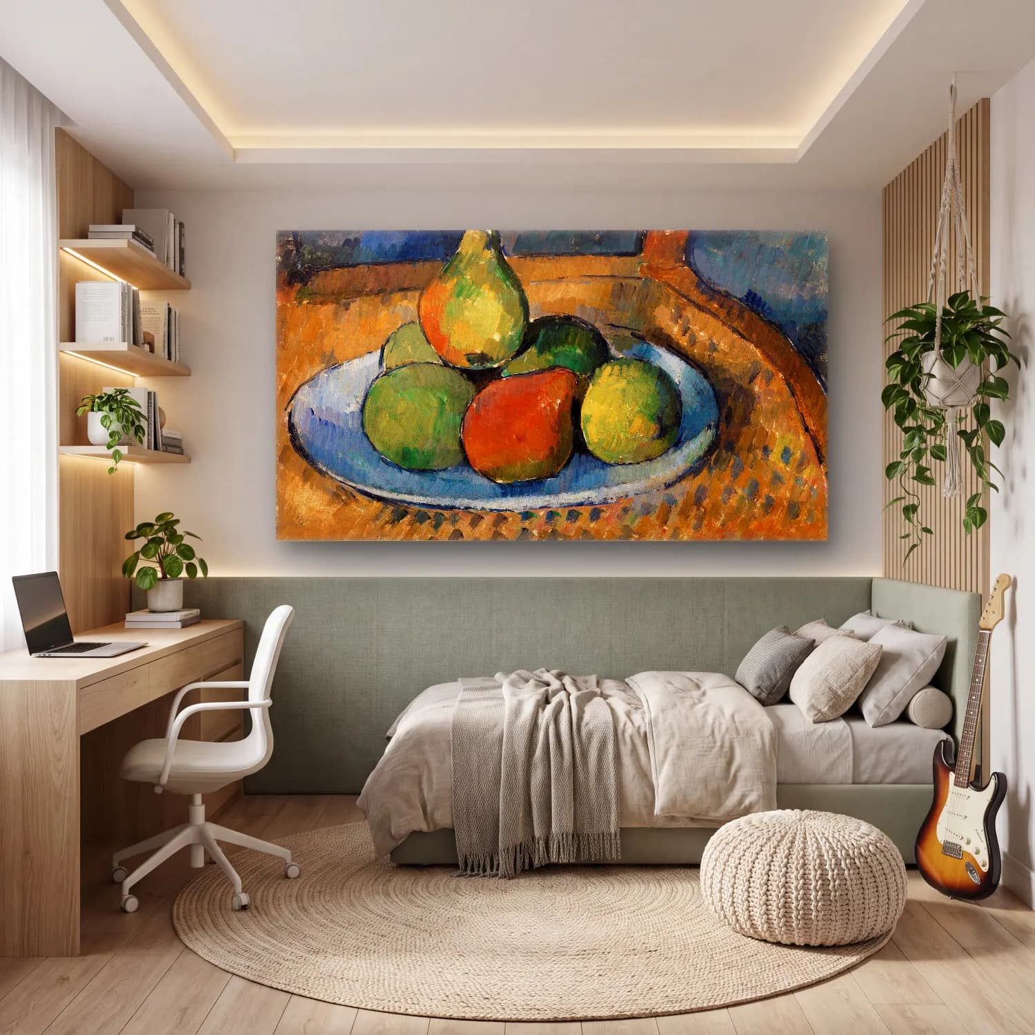 Paul Cézanne – Plate of Fruit on a Chair cam tablo — genç odasında