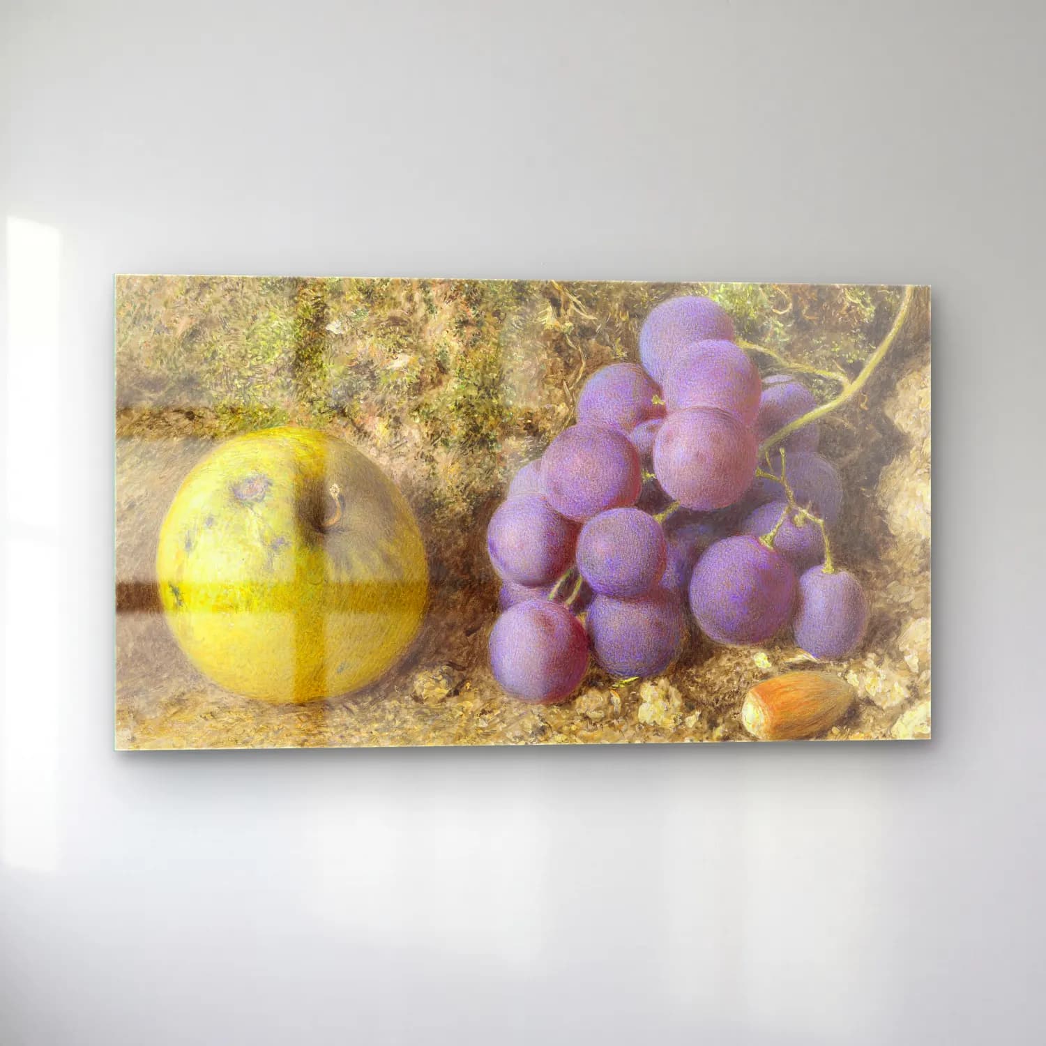 William Henry Hunt – Apple, Grapes and a Cob-Nut cam tablo — sol açıdan görünüm