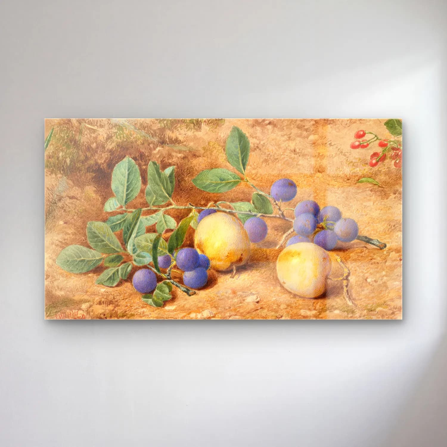William Henry Hunt – Plums cam tablo — William Henry Hunt – Plums — botanik i̇llüstrasyon meyveli natürmort