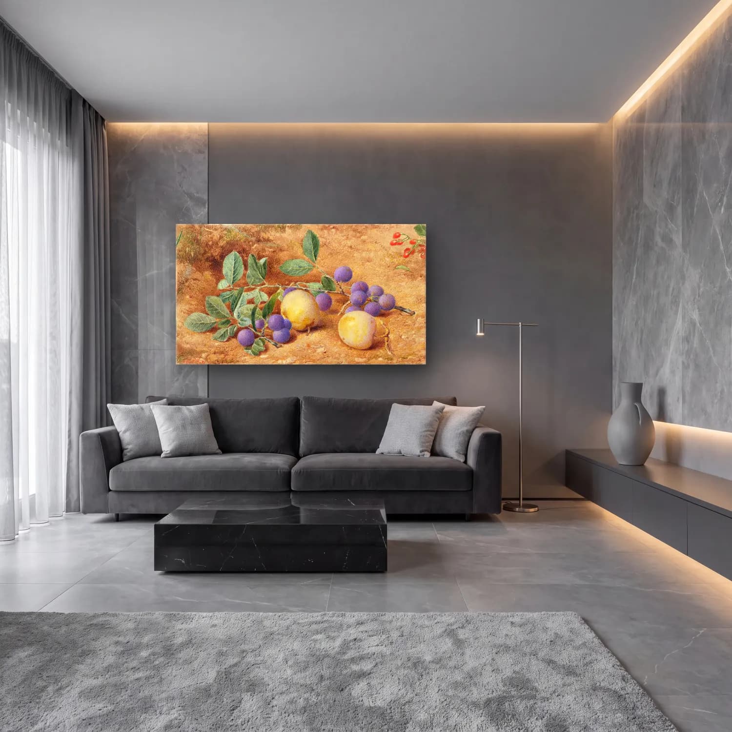 William Henry Hunt – Plums cam tablo — lüks salon duvarında