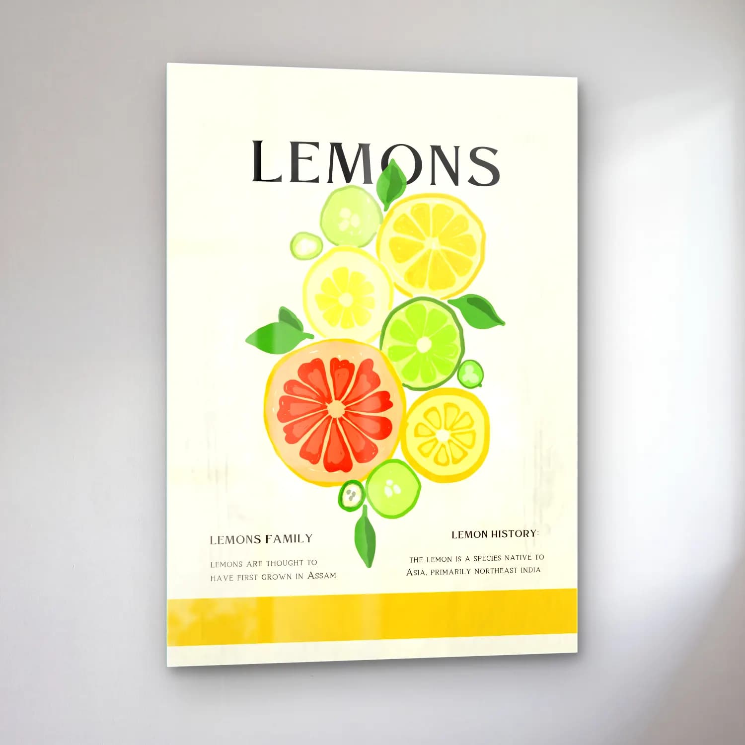 Vintage Poster Limonlar cam tablo — sol açıdan görünüm