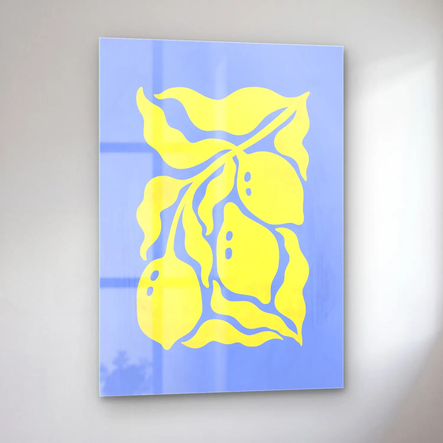 Pastel Limonlar cam tablo — sol açıdan görünüm