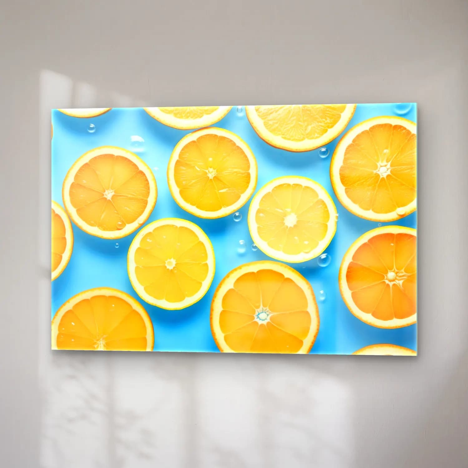 Pastel Portakallar No. 5 cam tablo — sağ açıdan görünüm