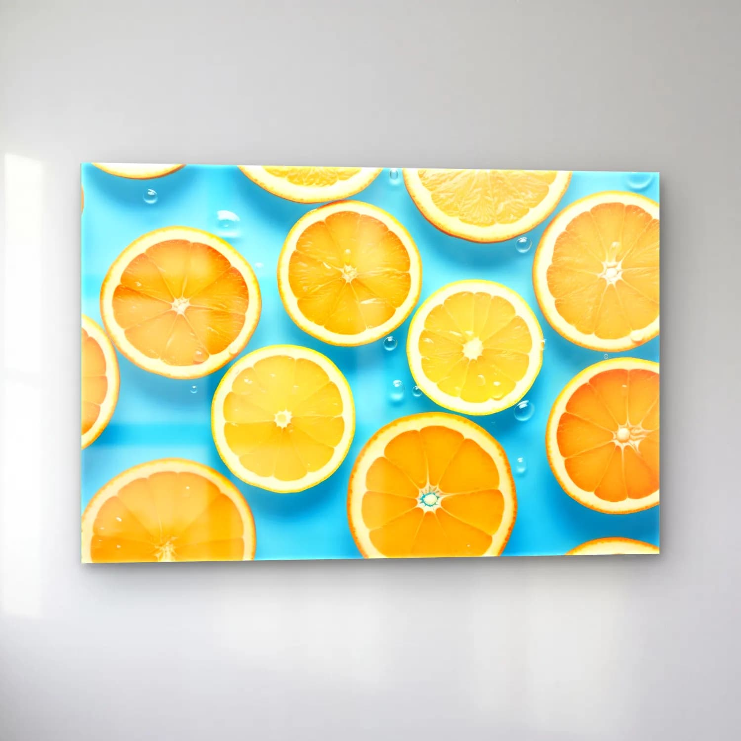 Pastel Portakallar No. 5 cam tablo — sol açıdan görünüm