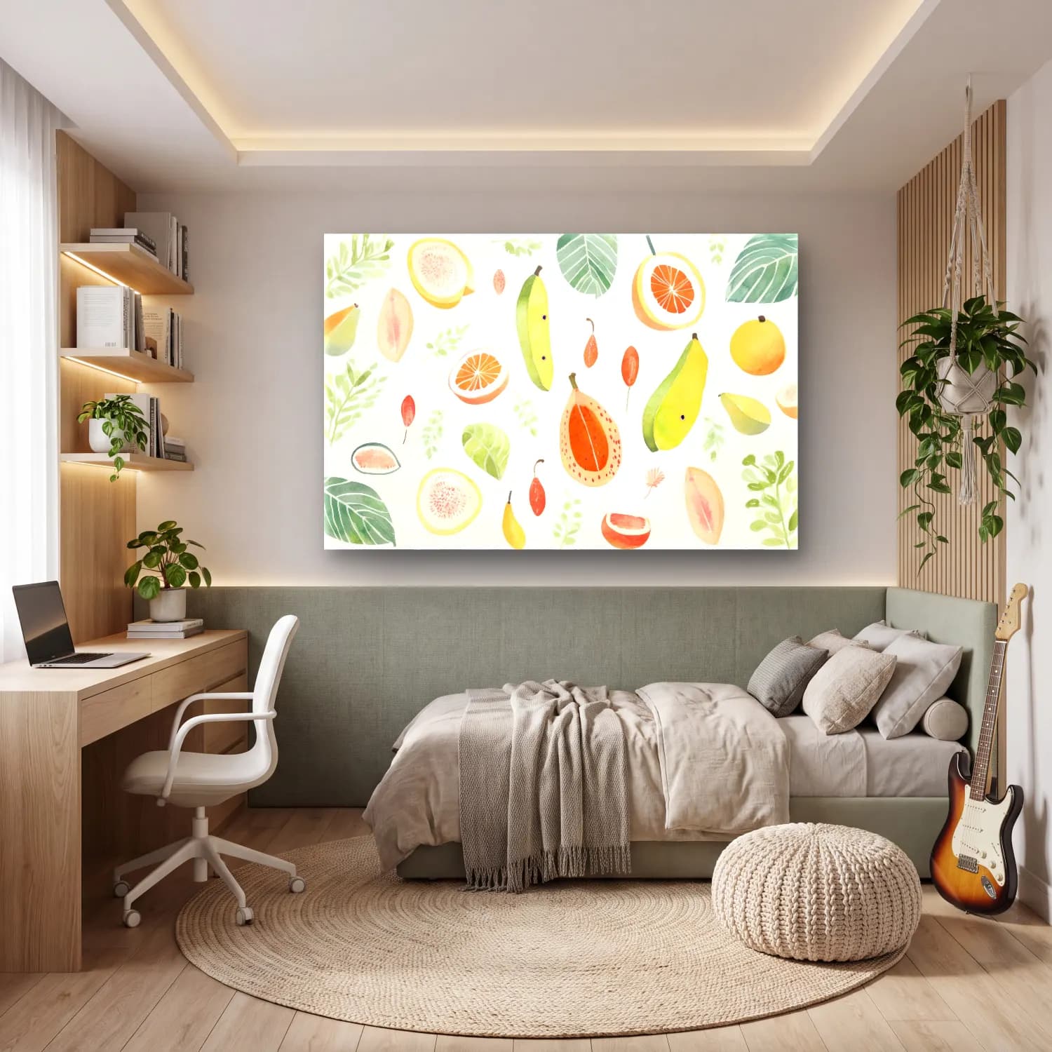 Pastel Limonlar No. 4 cam tablo — genç odasında