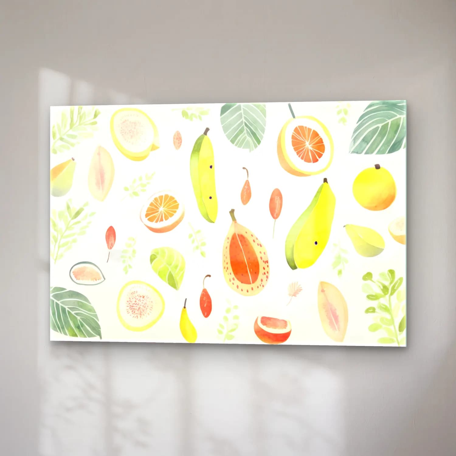 Pastel Limonlar No. 4 cam tablo — sağ açıdan görünüm