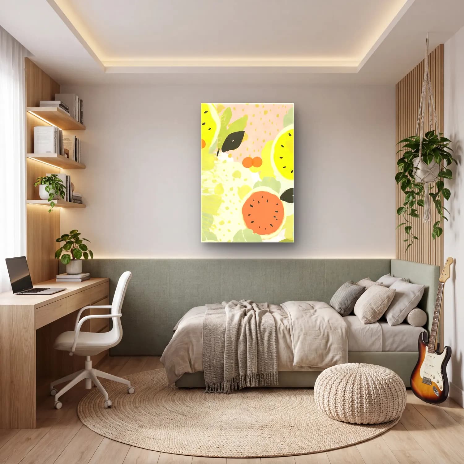 Pastel Limonlar No. 6 cam tablo — genç odasında