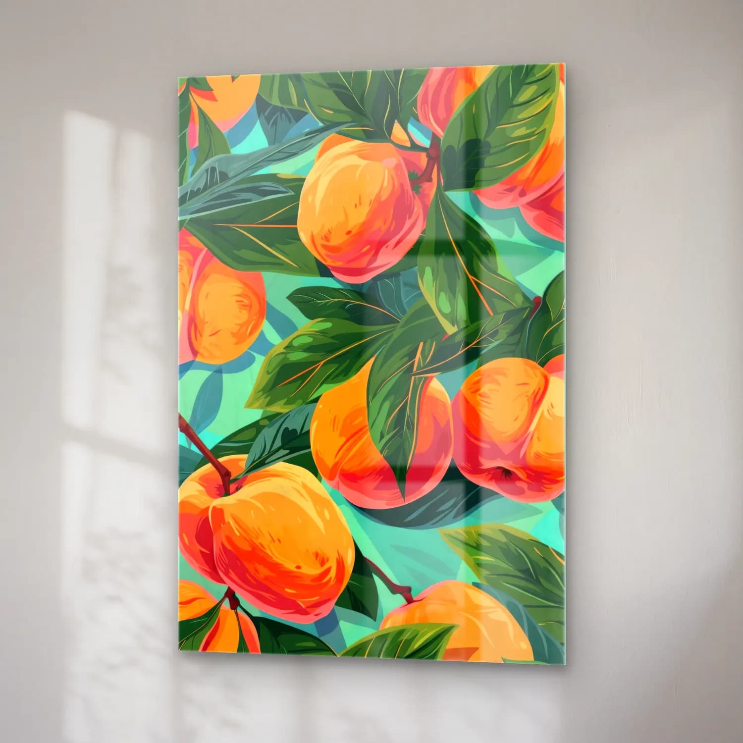 Pastel Portakallar No. 8 cam tablo — sağ açıdan görünüm