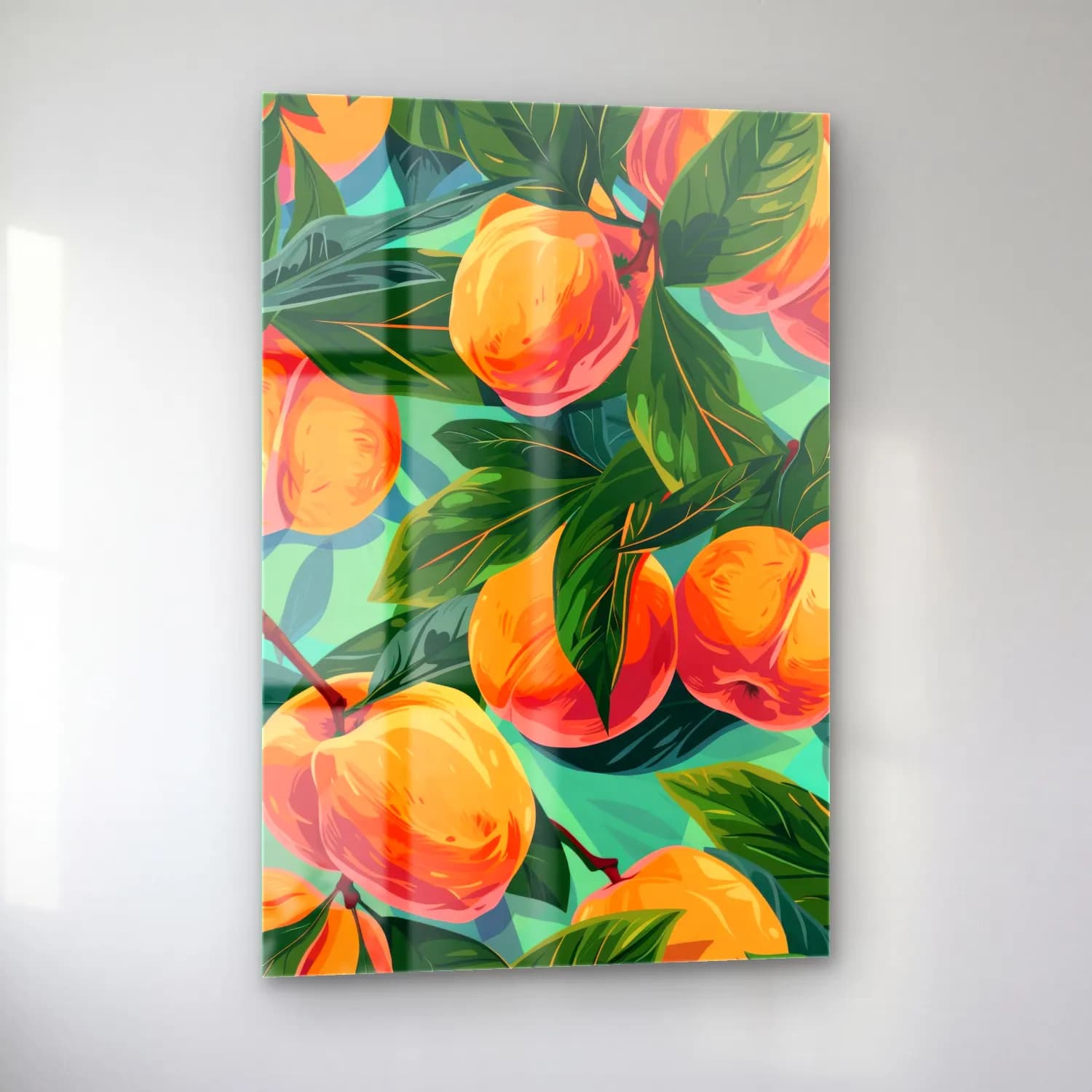 Pastel Portakallar No. 8 cam tablo — sol açıdan görünüm