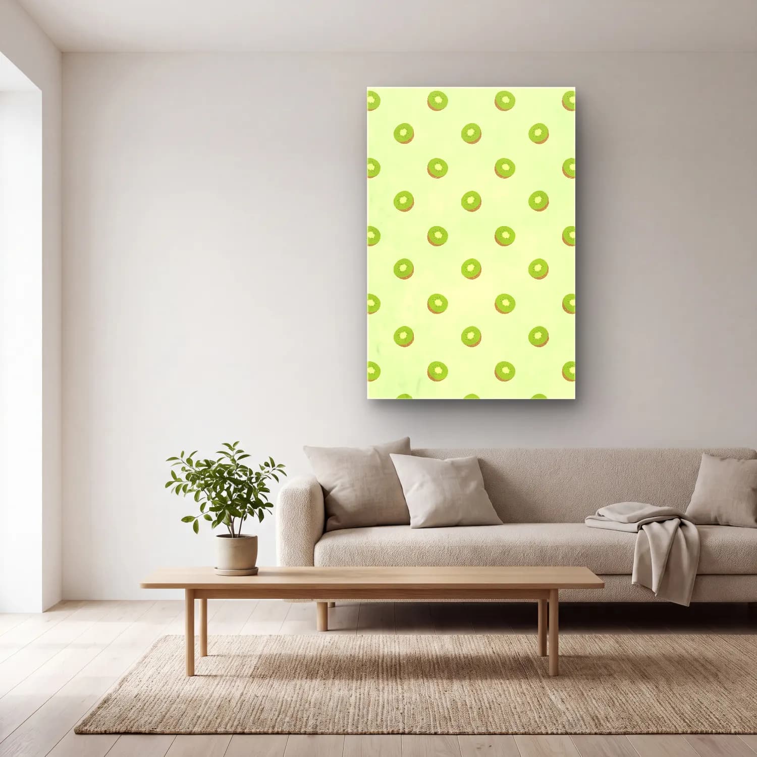 Pastel Çiçek Deseni – Yeşil Tonlar cam tablo — açık renk salonda