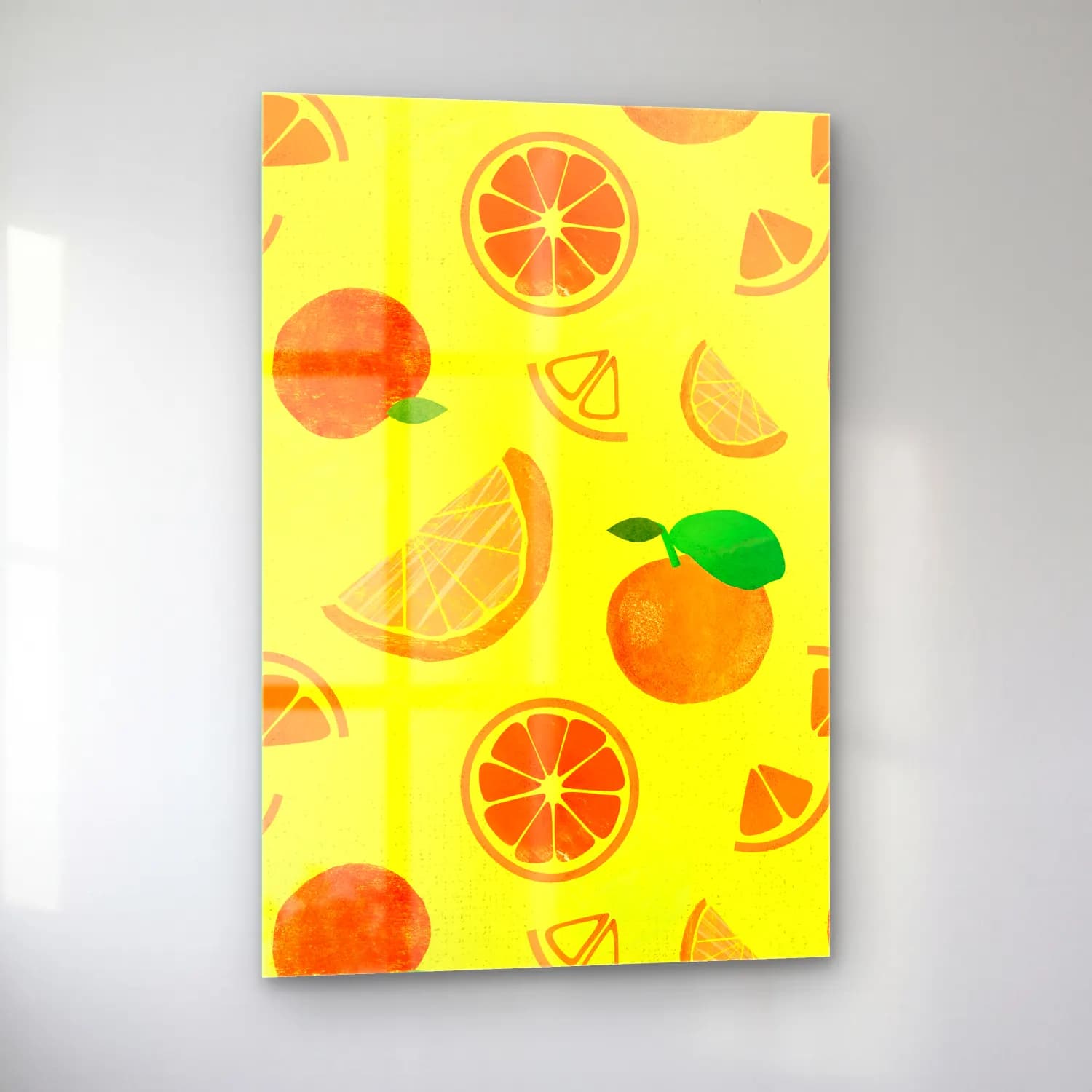Retro Portakallar No. 25 cam tablo — sol açıdan görünüm