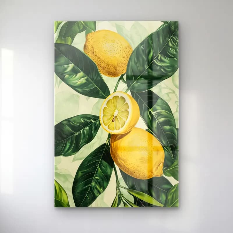 Botanik İllüstrasyon Limonlar No. 4 cam tablo — Botanik İllüstrasyon Limonlar No. 4 — botanik i̇llüstrasyon limonlar
