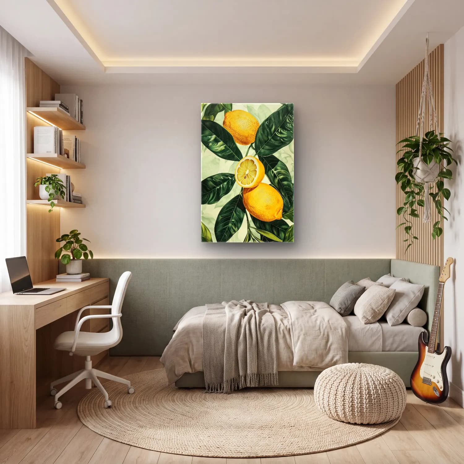 Botanik İllüstrasyon Limonlar No. 4 cam tablo — genç odasında