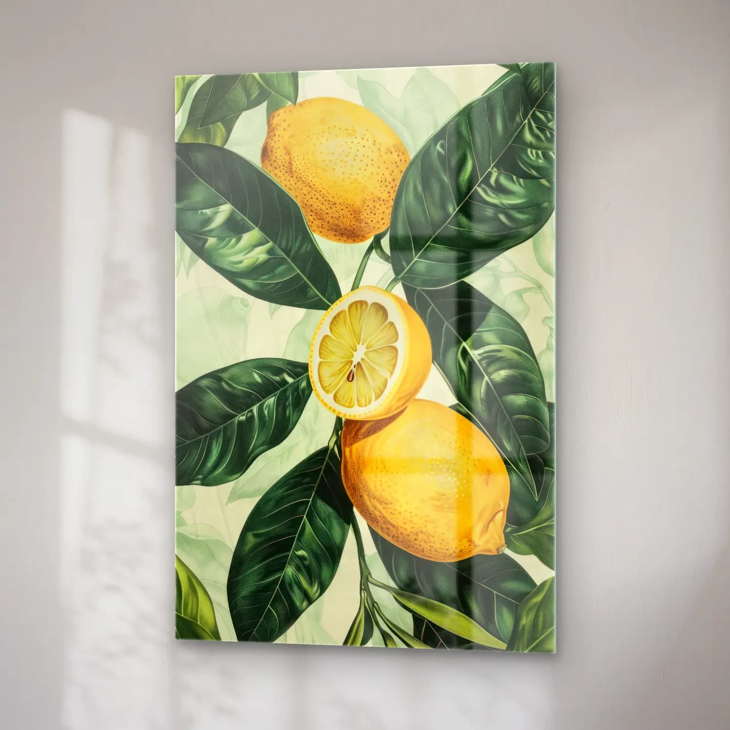 Botanik İllüstrasyon Limonlar No. 4 cam tablo — sağ açıdan görünüm