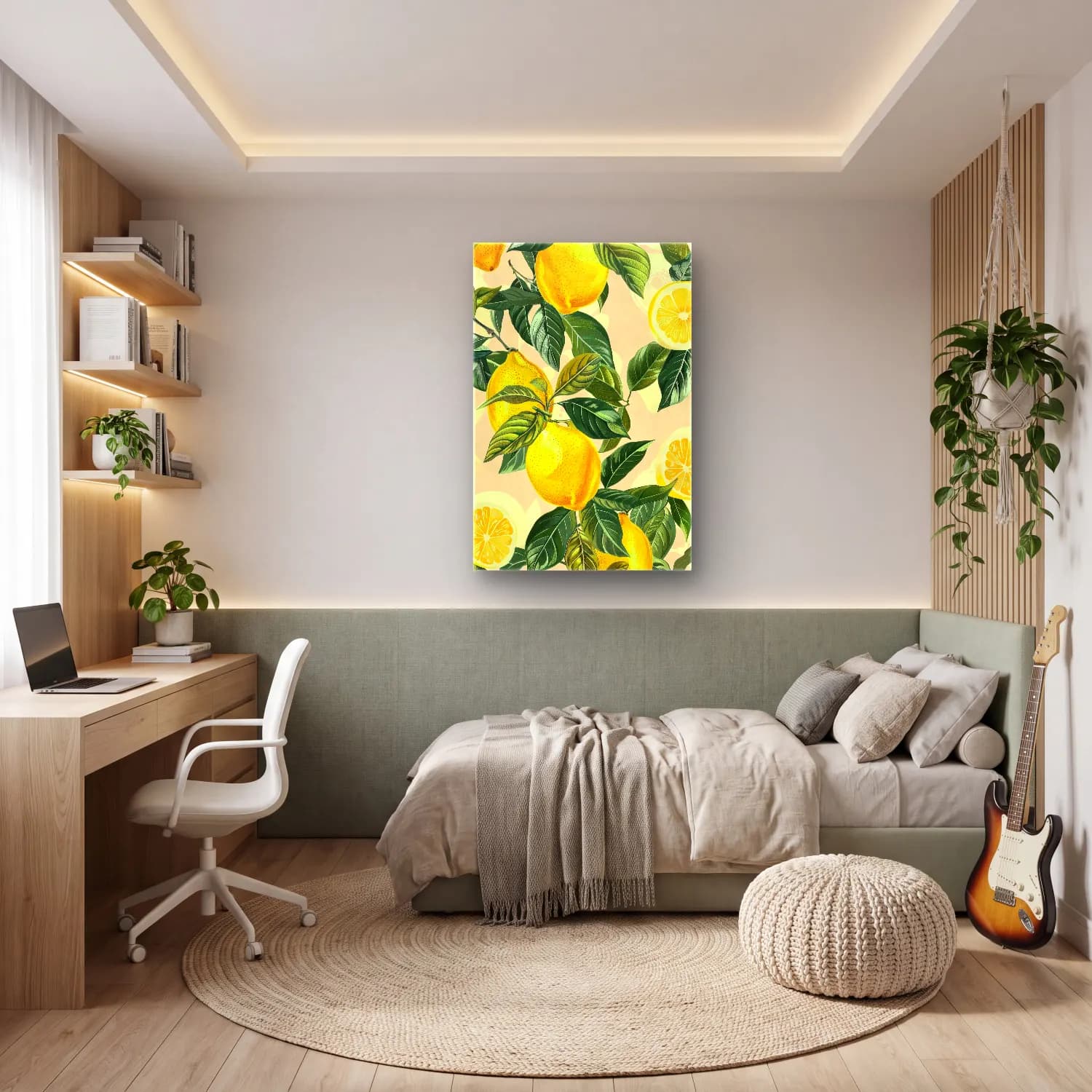 Botanik İllüstrasyon Limonlar No. 5 cam tablo — genç odasında
