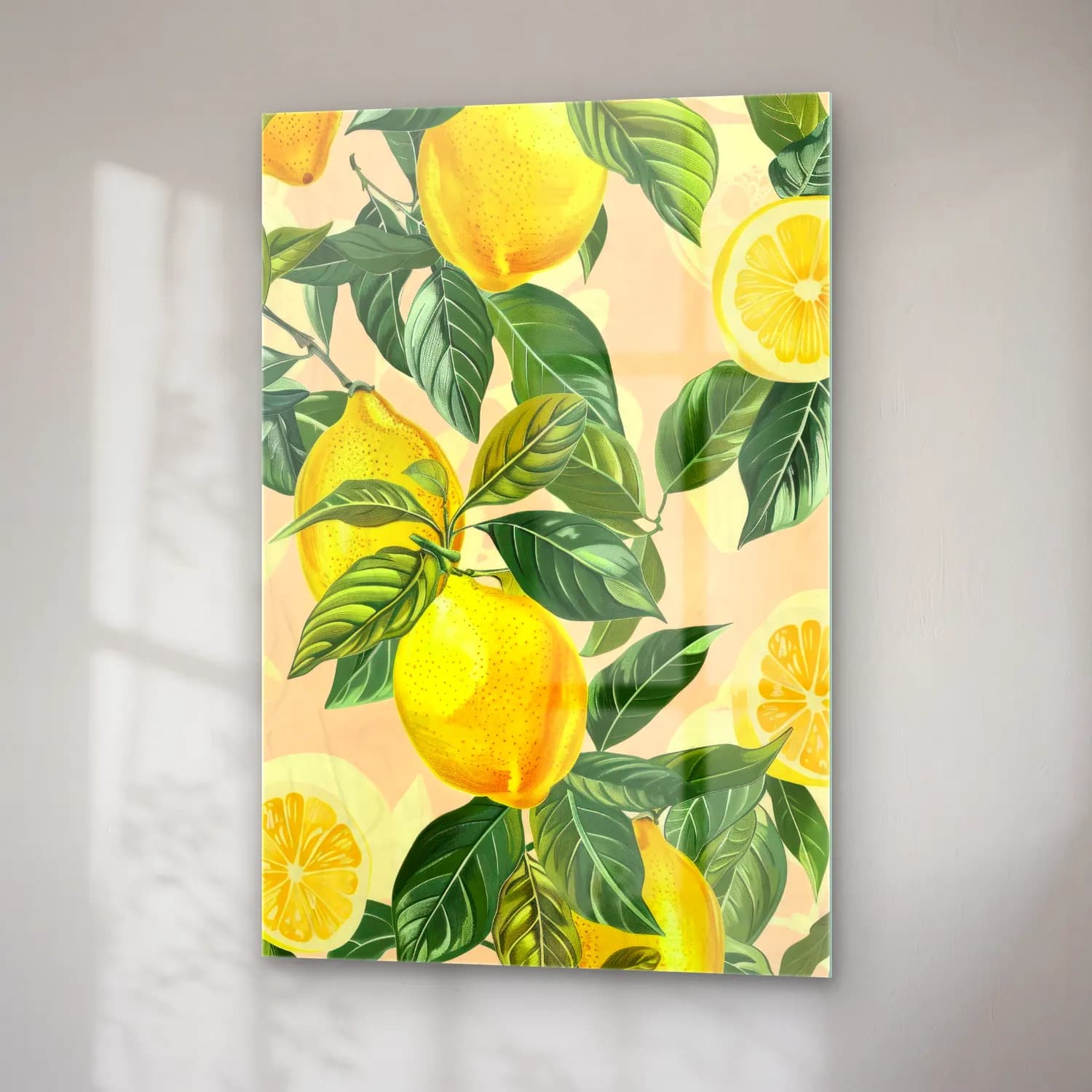 Botanik İllüstrasyon Limonlar No. 5 cam tablo — sağ açıdan görünüm
