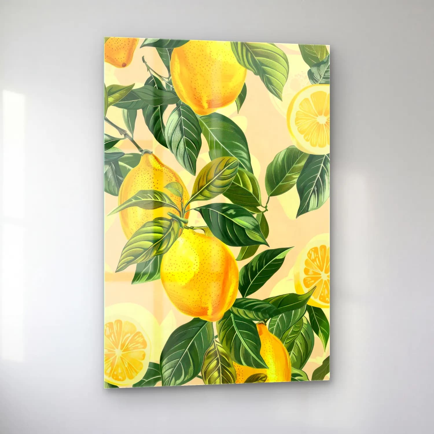 Botanik İllüstrasyon Limonlar No. 5 cam tablo — sol açıdan görünüm
