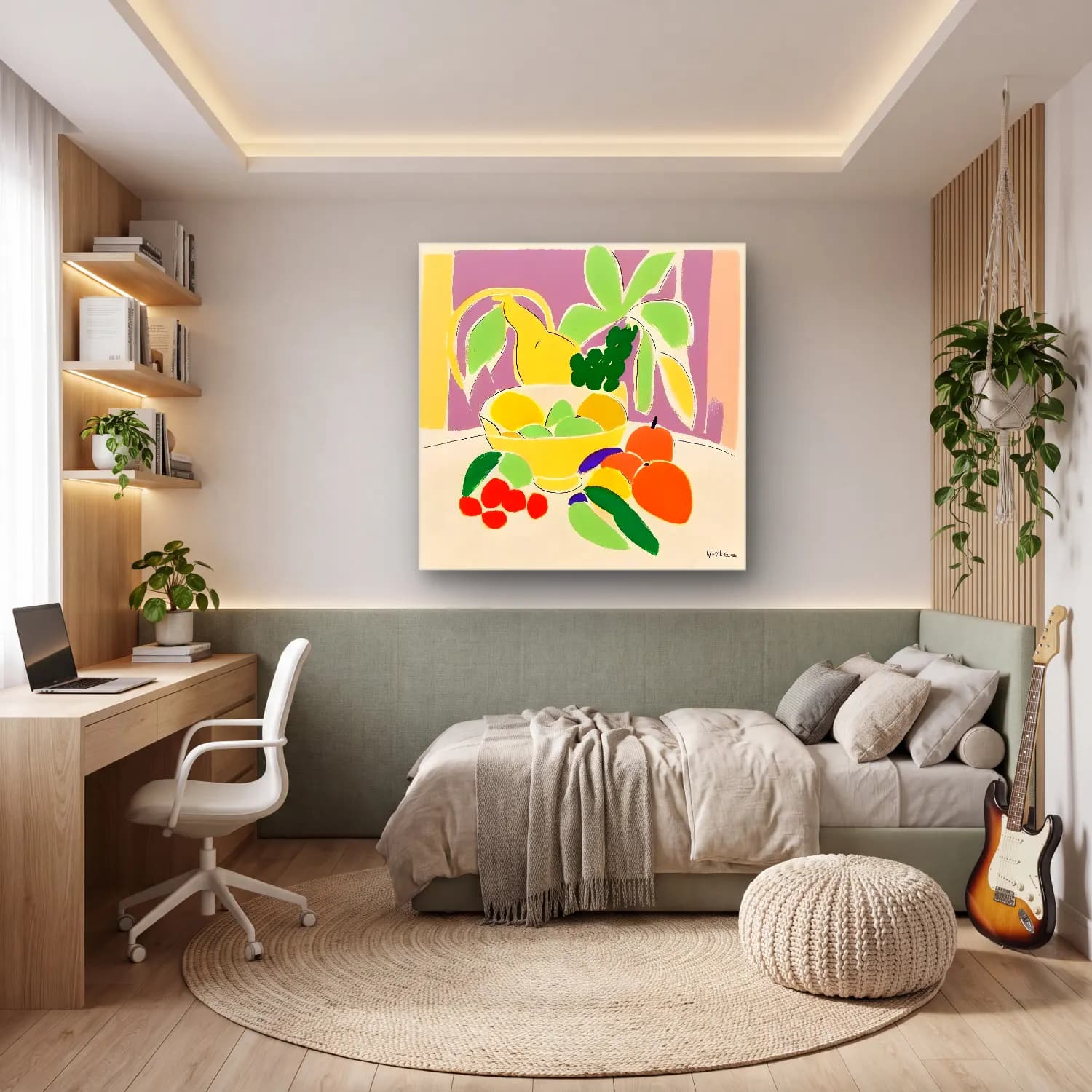 Pastel Meyveli Natürmort No. 8 cam tablo — genç odasında